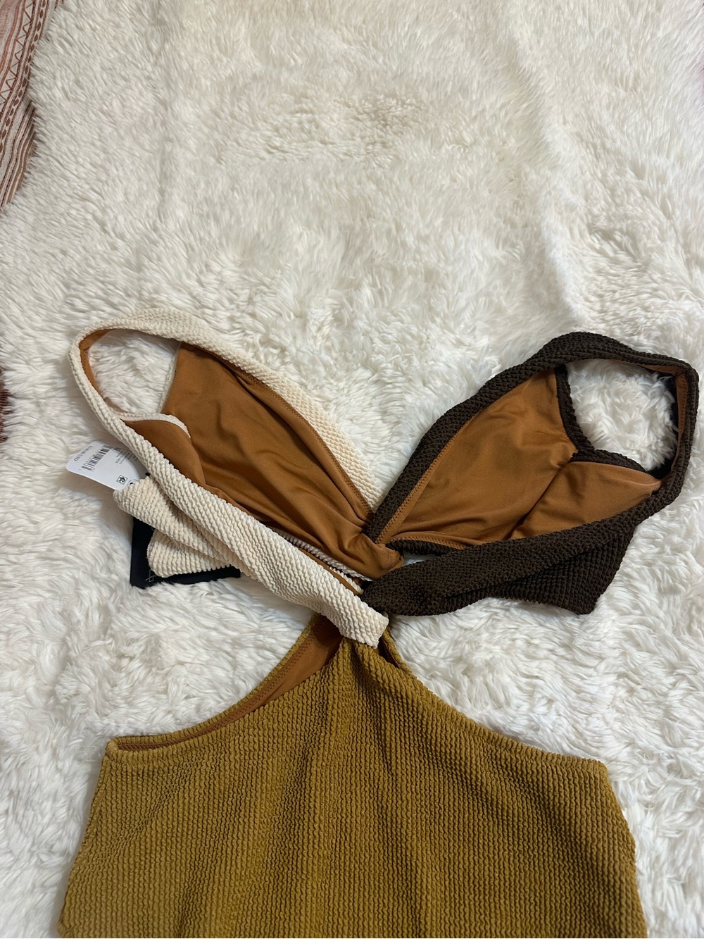 It’s Now Cool The Vee Crimp One Piece Swimsuit Earth Colorblock M NWT - Picture 10 of 11